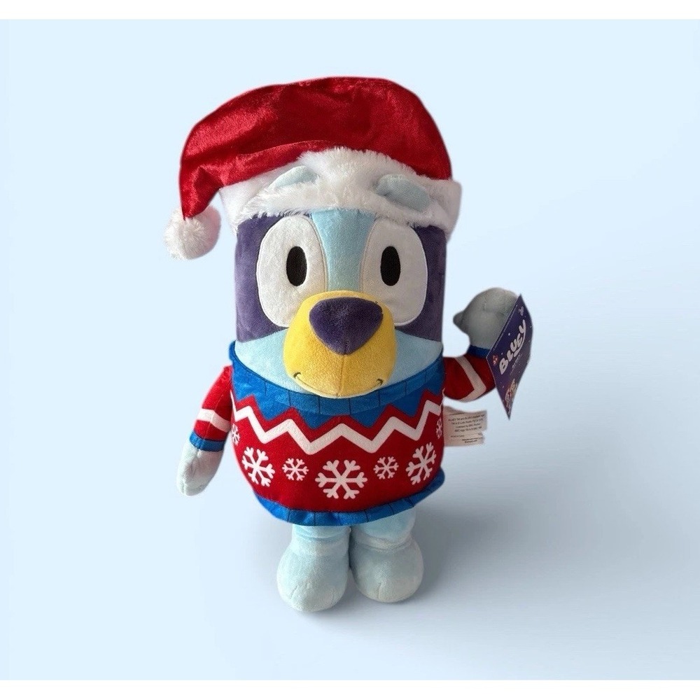 2025 NWT Gemmy BLUEY Holiday Greeter with Christmas Hat  21" Plush‎